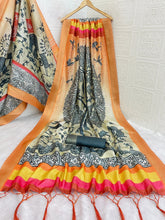Mysore Silk Digital Print MultiColour Saree With Unstiched Blouse Piece-MPHMS-19-MULTI